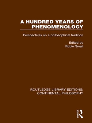 cover image of A Hundred Years of Phenomenology